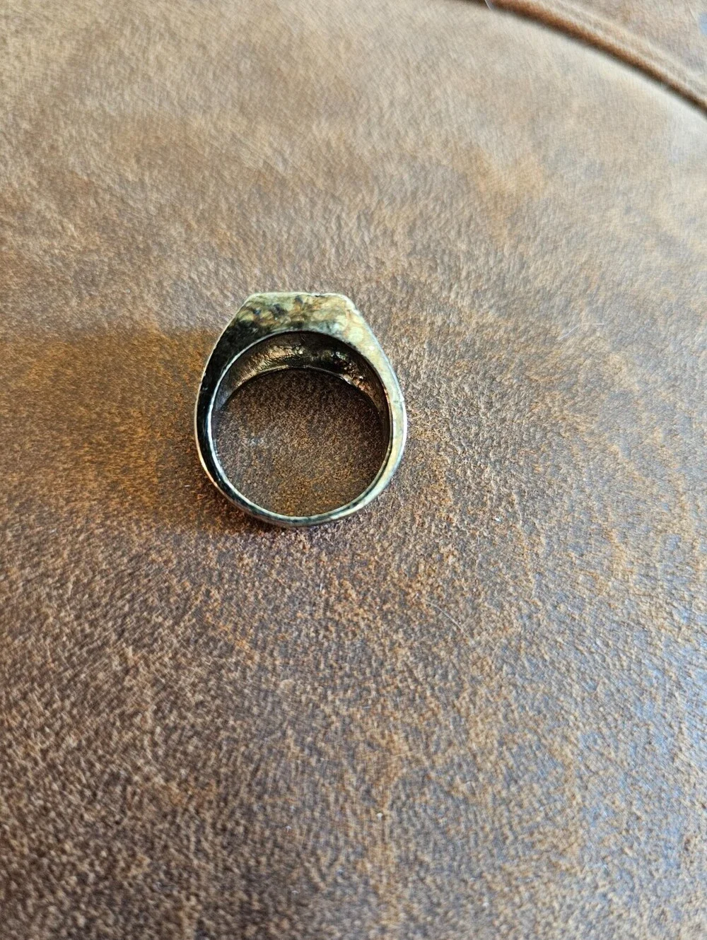 Vintage Sz 8 brutalist artisan ring  Silver Tone w/ Cubic Zirconia Stones